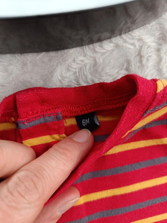Tee shirt chemise manches longues à rayures Garçon 6 mois - photo numéro 5