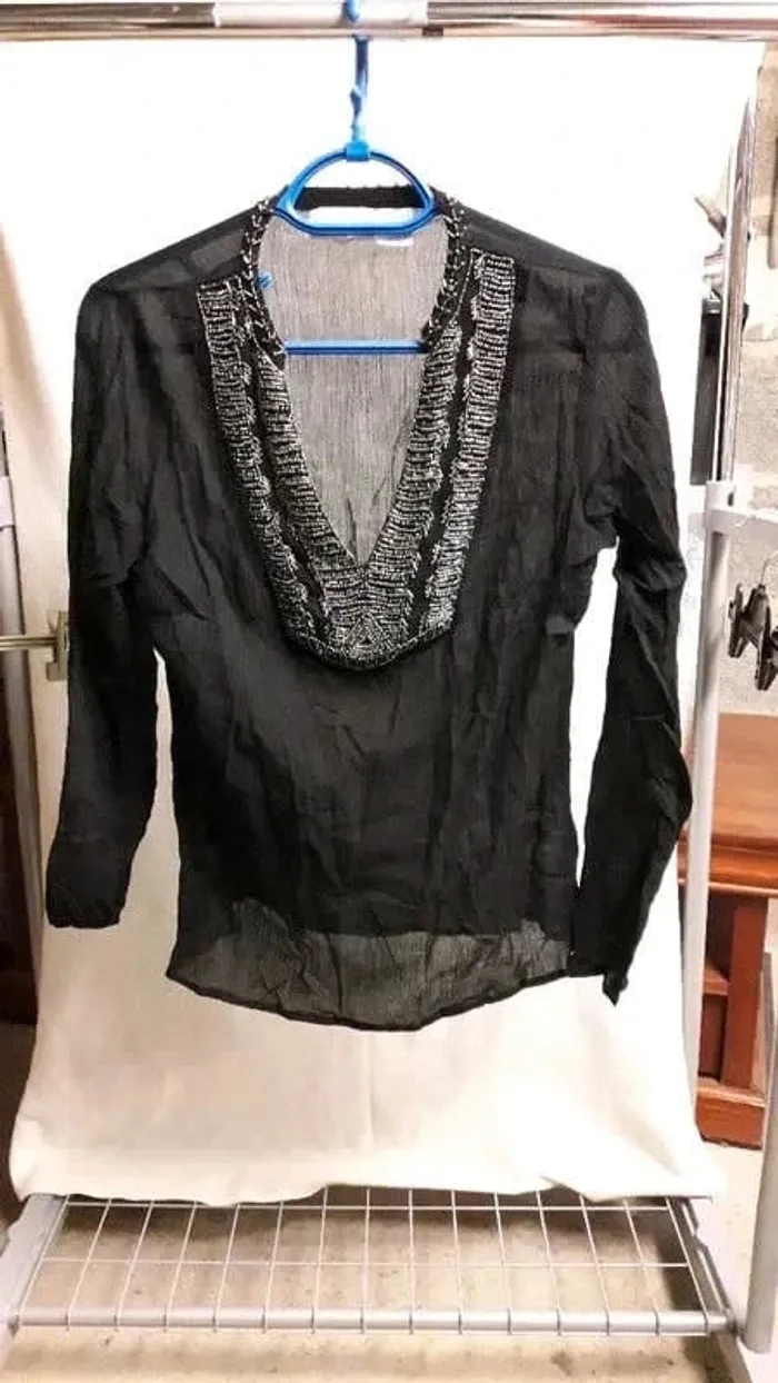 Blouse en voile noir M / 38