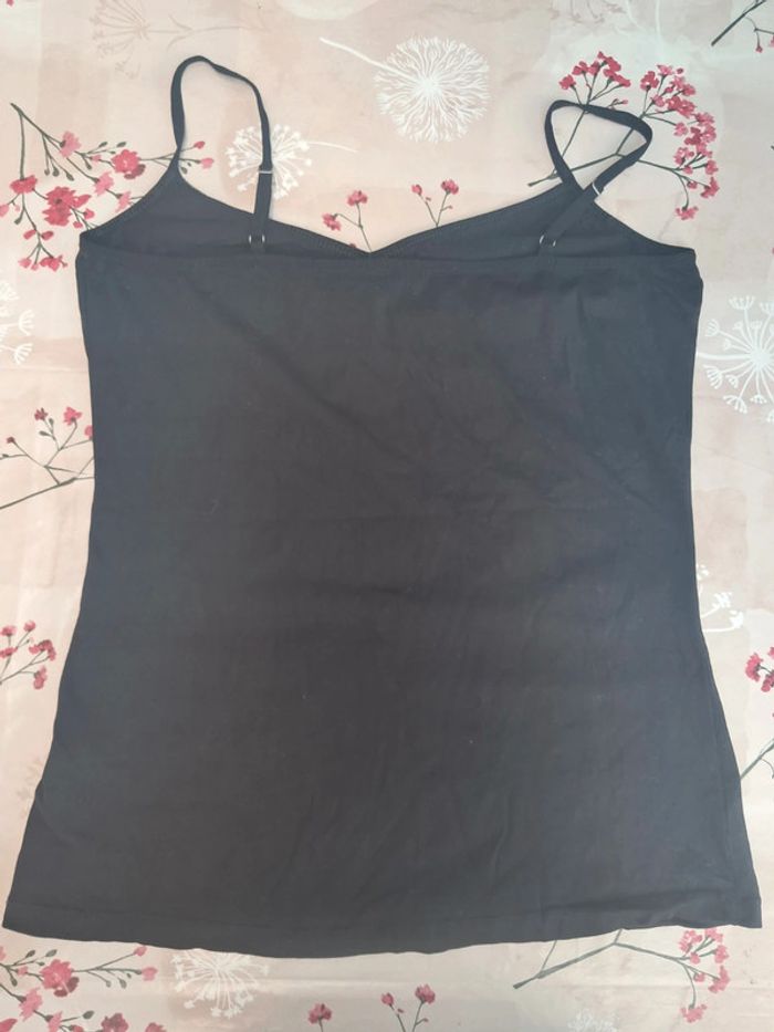 Joli debardeur noir, légèrement froncé devant, bretelles réglables - T36-38 - H&M - photo numéro 3