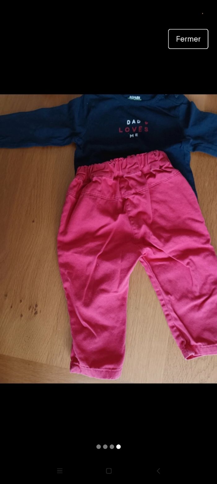 Lot 1 pantalon réglable et un t-shirt manches longues taille 1 an en très bon état. Marque Kiabi et Gémo - photo numéro 4