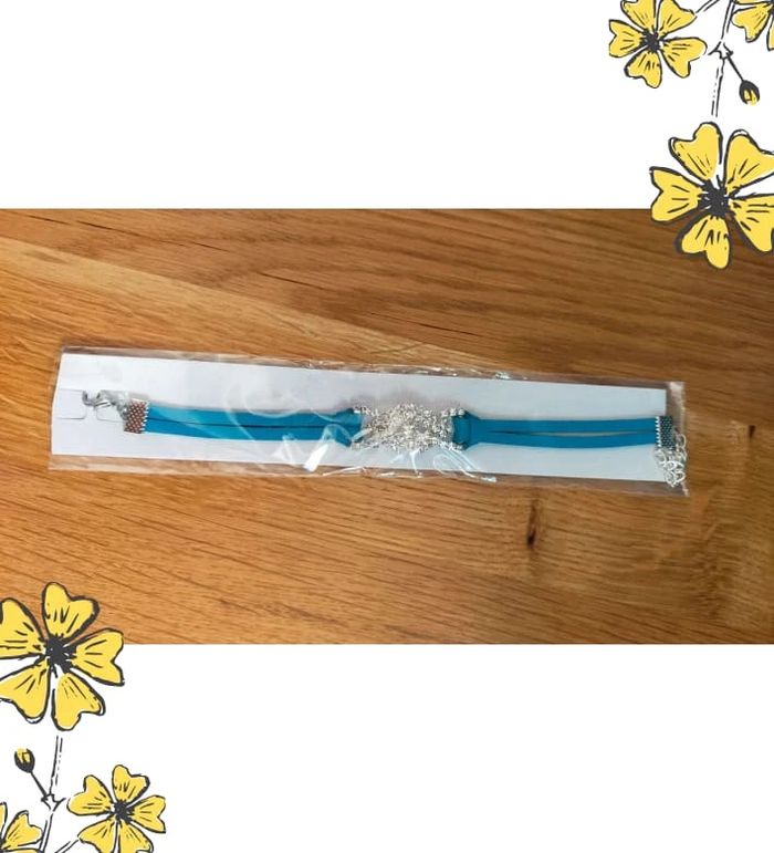 Bracelet simili cuir turquoise avec œil en strass – Neuf & scintillant - photo numéro 2