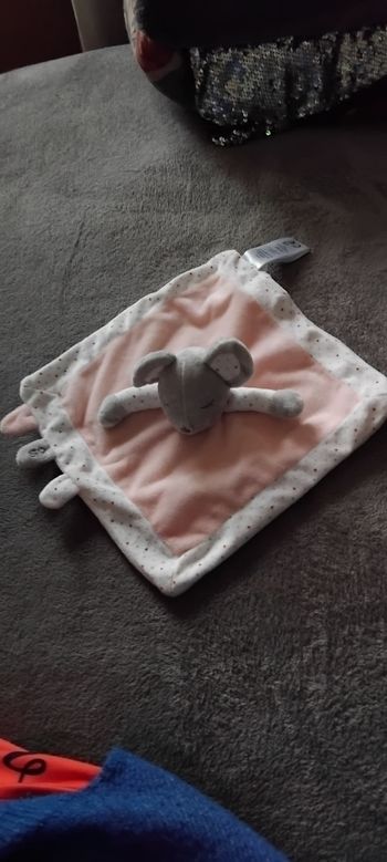 Doudo souris carré plat rose et à pois - Obaibi 