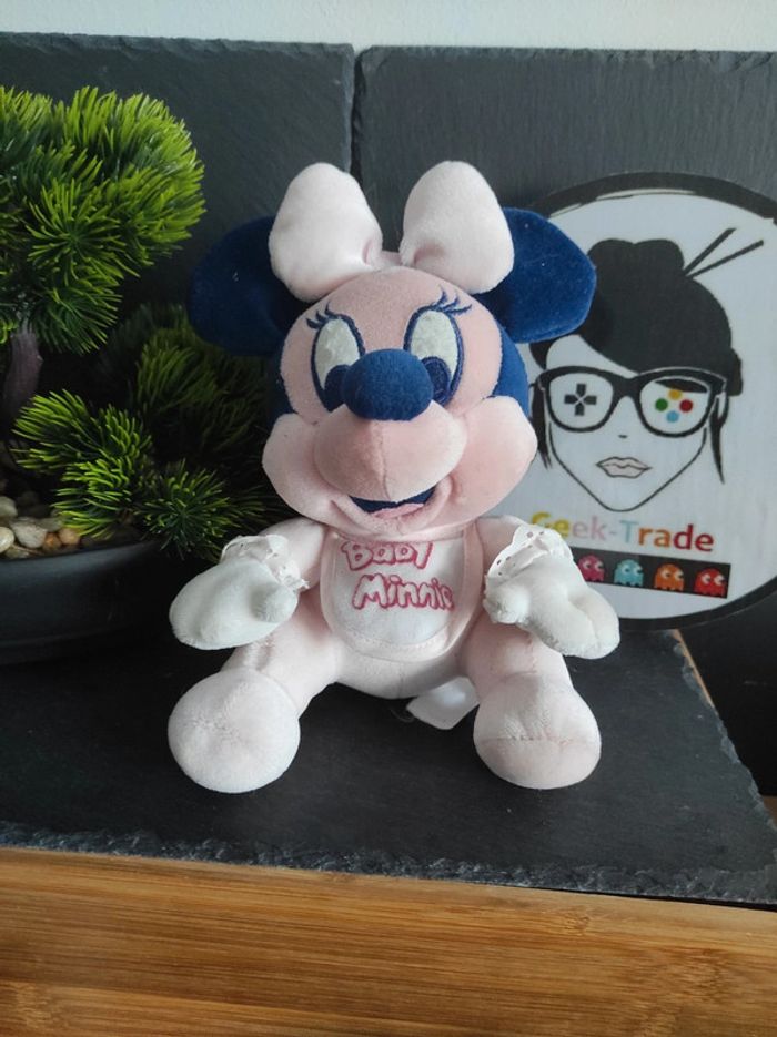 Doudou Peluche Baby Minnie Disney Rose Bleu 18 Cm Plush #geektradedoudou