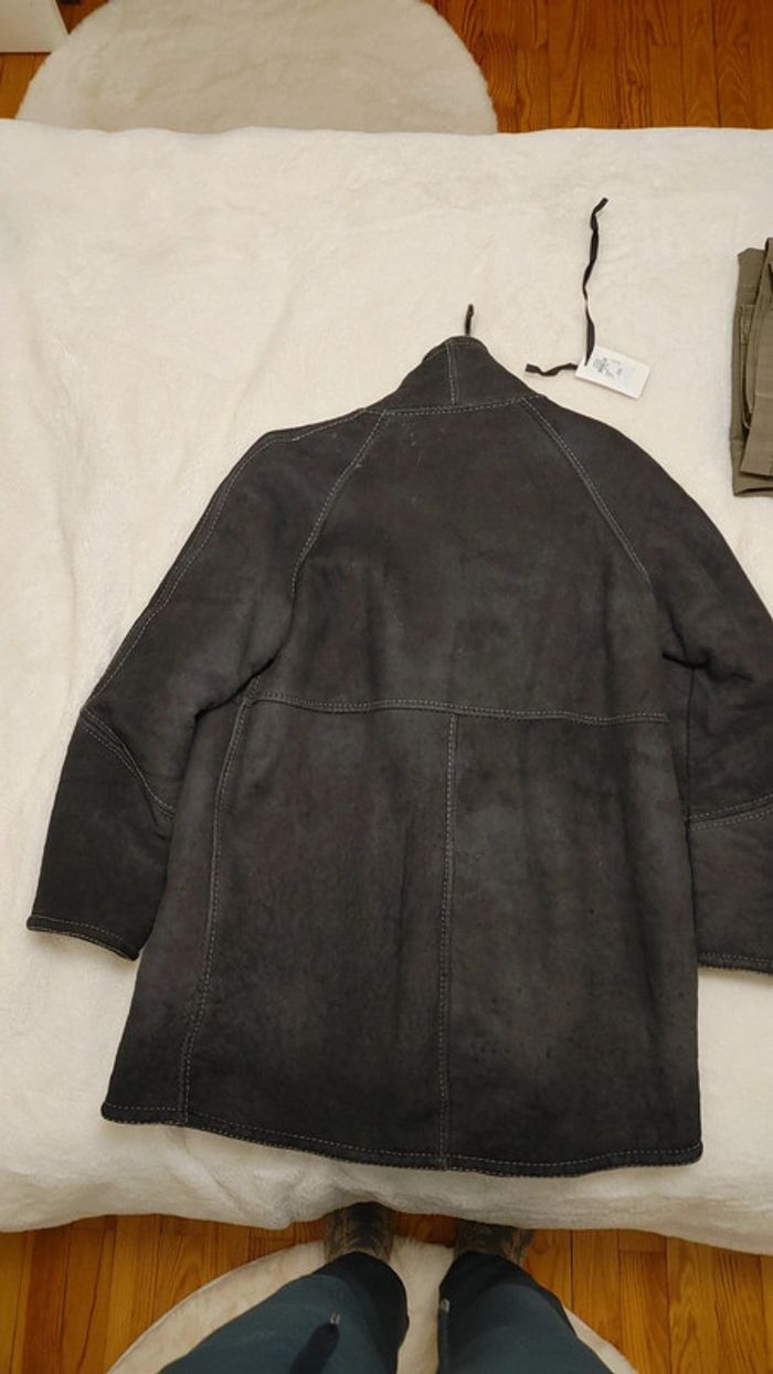 Beau manteau Vintage en peau de mouton retourné shearling monotone sheepskin fourrure lainée - photo numéro 20