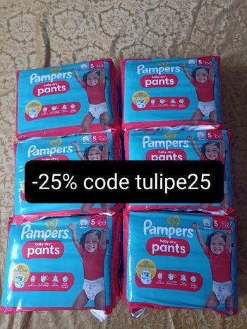 Lot de six paquets couches Pampers pants culottes T5 taille 5