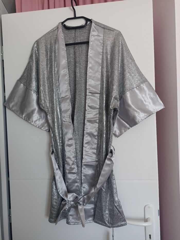 Kimono de plage scintillant, argent, BIKKI BEACH