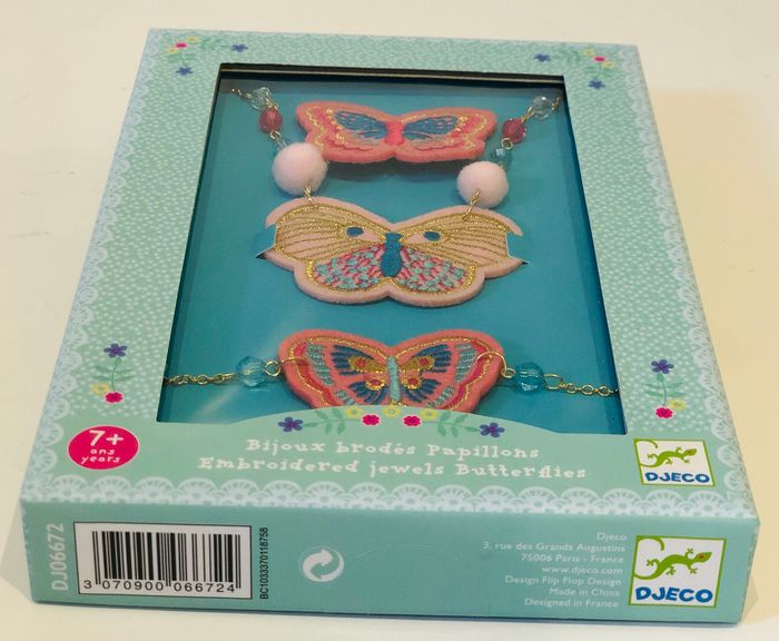 NEUF DJ06672 Djeco bijoux brodés papillons coffret parure collier bracelet broche 6 ans lot SOP77 - photo numéro 3