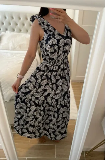 Robe longue feuillemarine/ blanc 36 neuf