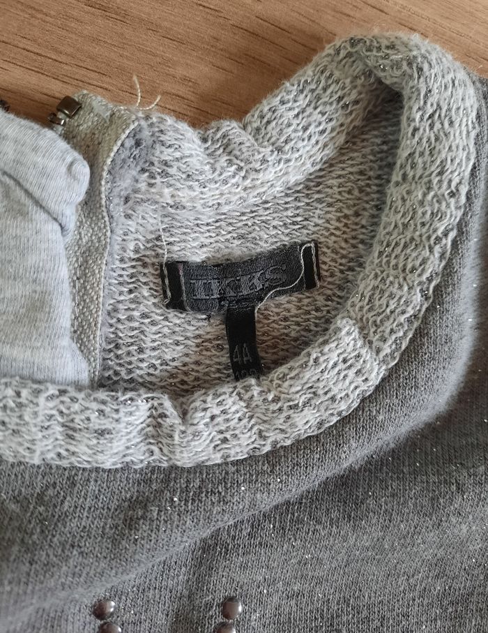 Pull gris fille à manches courtes "Be chic Be rock" IKKS 4 ans - photo numéro 5