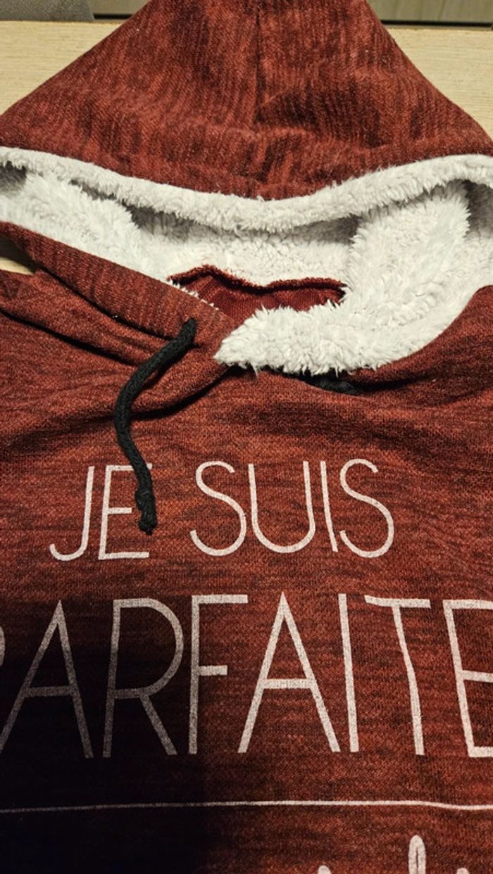Sweat à capuche bordeu mauve à manches longues, made in Italy, taille XS/S - photo numéro 7