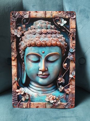 Plaque métal Bouddha neuve 20x30cm