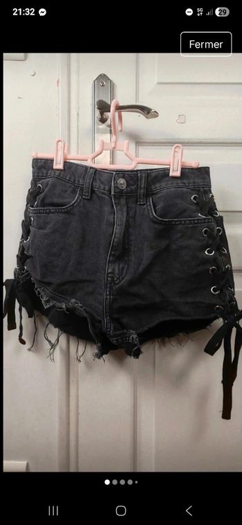 Short en Jean Noir Lacé - Style Goth / Y2K / Grunge 