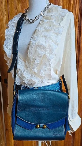 Sac en cuir Nat & Nin marine à bandoulière