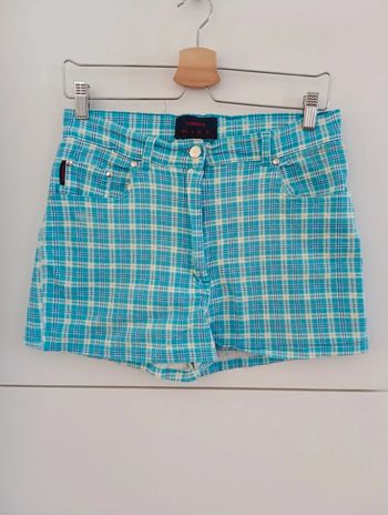 Short vintage turquoise à carreaux taille 40