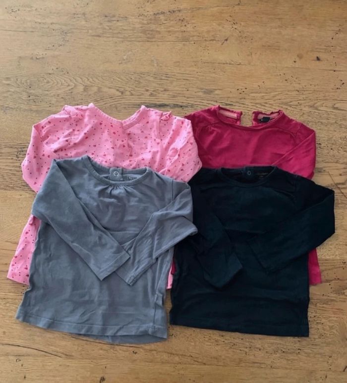 Lot 4 tee shirts manches longues fille 18 mois