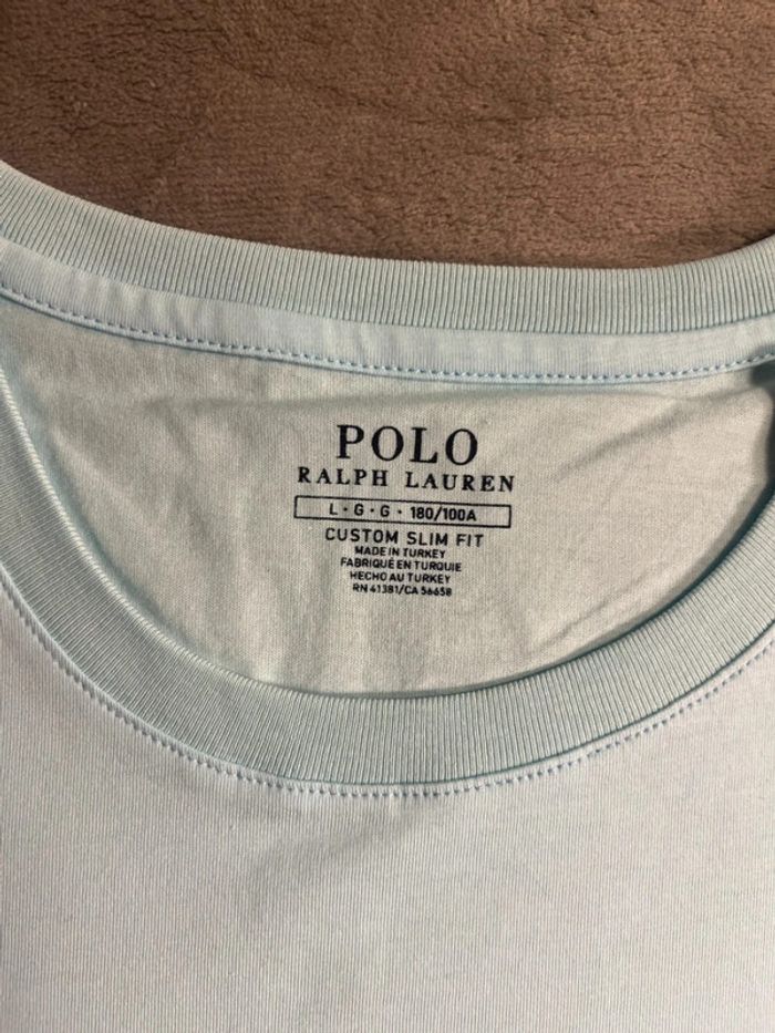 T-shirt Ralph Lauren Crewneck Embroidered Sky Blue Orange Poney – Taille L - photo numéro 5