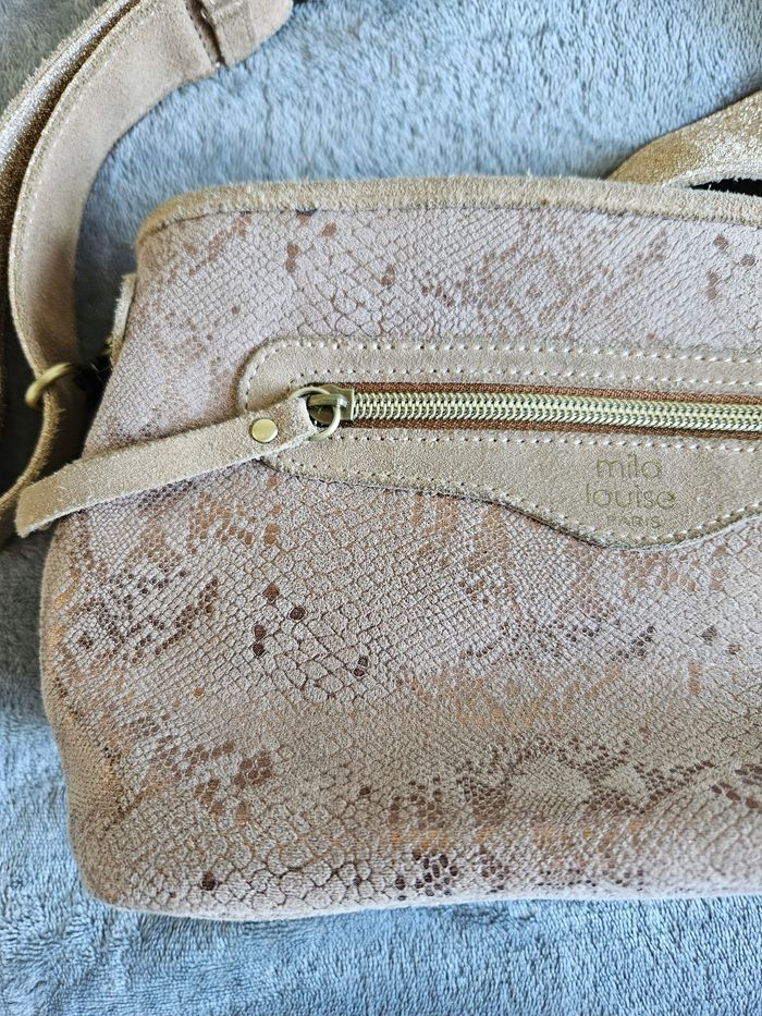 Sac bandoulière cuir doré rosé Mila Louise - photo numéro 3