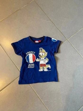 T-shirt Equipe de France - "Coupe du Monde de Foot 2018" - Manches Courtes - Bleu - 2 ans