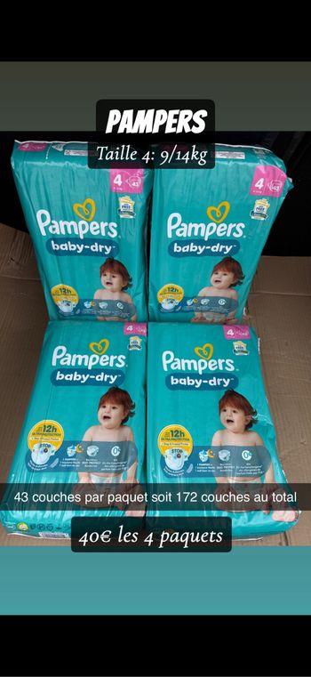 172 couches Pampers Taille 4