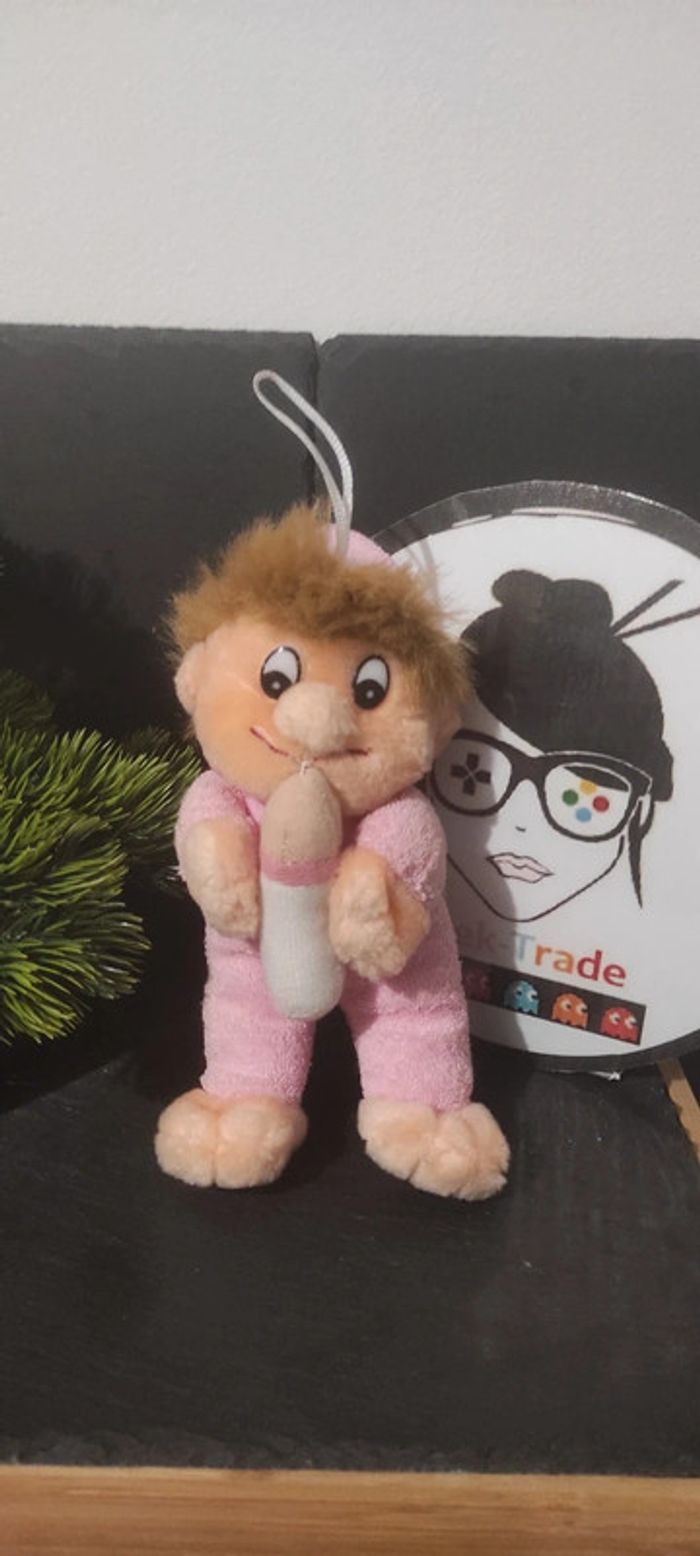 peluche doudou Fille Rose Marron biberon sandy ancien vintage Châtelain Blanc