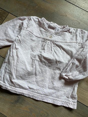 T-shirt manches longues rose pois blanc 12 mois