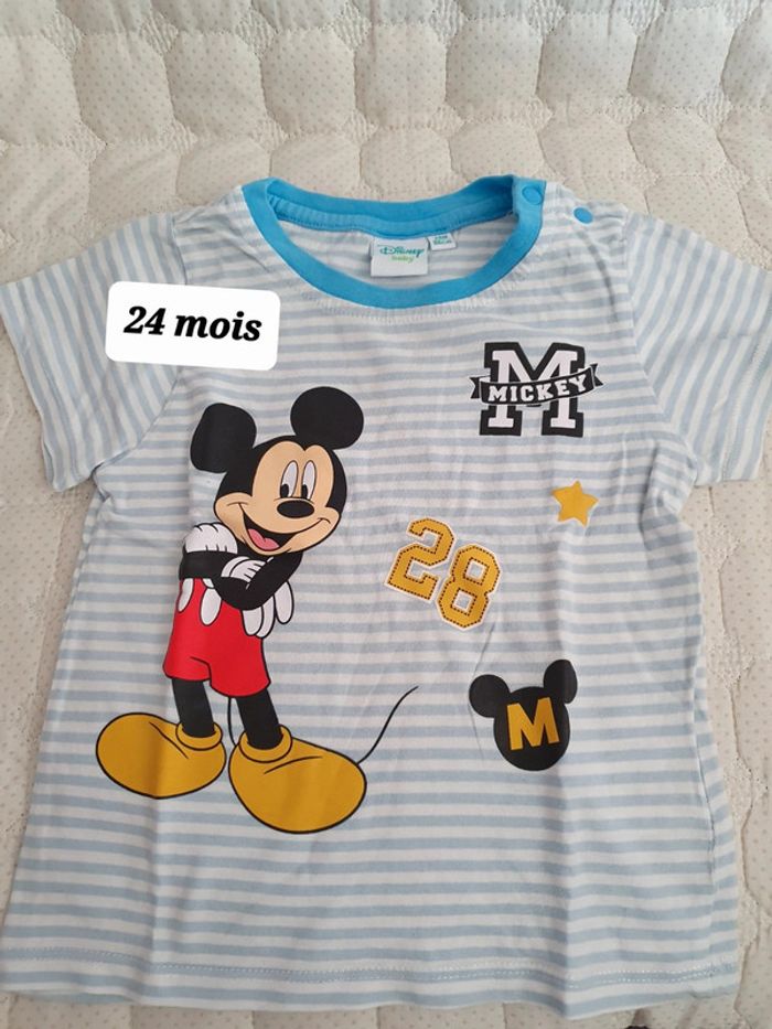 Tee shirt rayé mickey 24 mois Disney