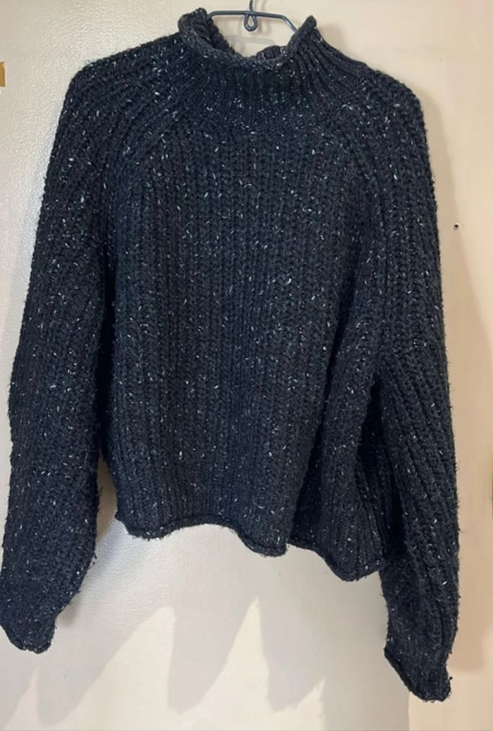 👚 Pull en grosse maille moucheté col cheminée - photo numéro 3