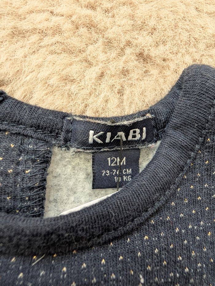 Robe bébé fille KIABI 12 mois – bleu marine à pois dorés – très bon état - photo numéro 3