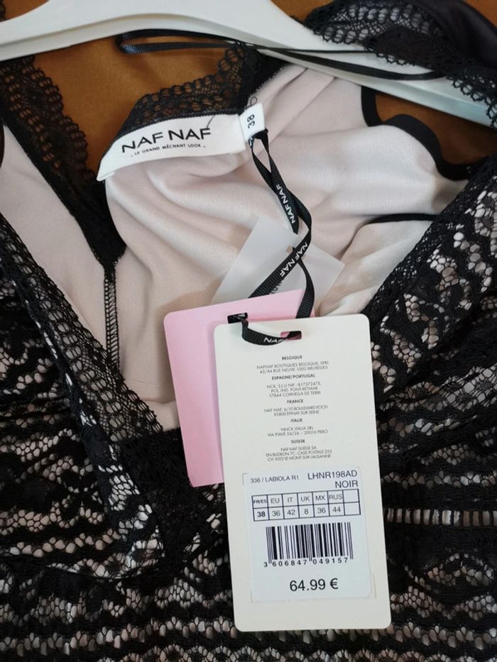 Robe Labiola Naf Naf T38 dentelle noire neuve - photo numéro 5