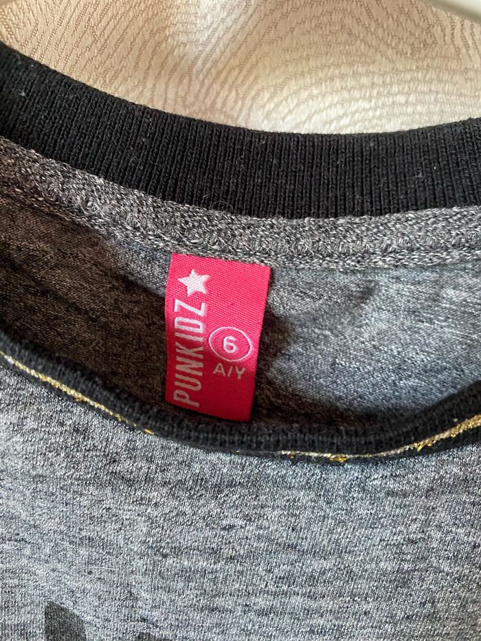 T-shirt gris chiné ananas pailleté doré 6 ans Punkdiz - photo numéro 3