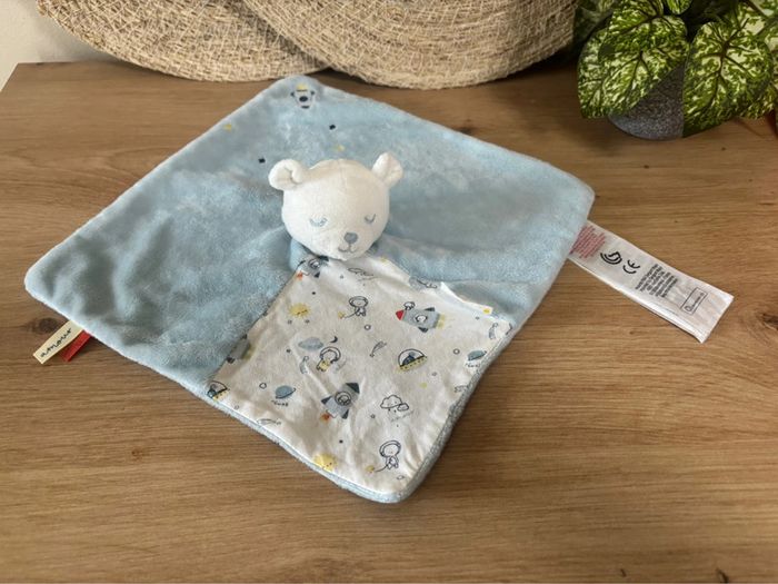 Doudou plat ours bleu blanc fusée mon premier sergent major