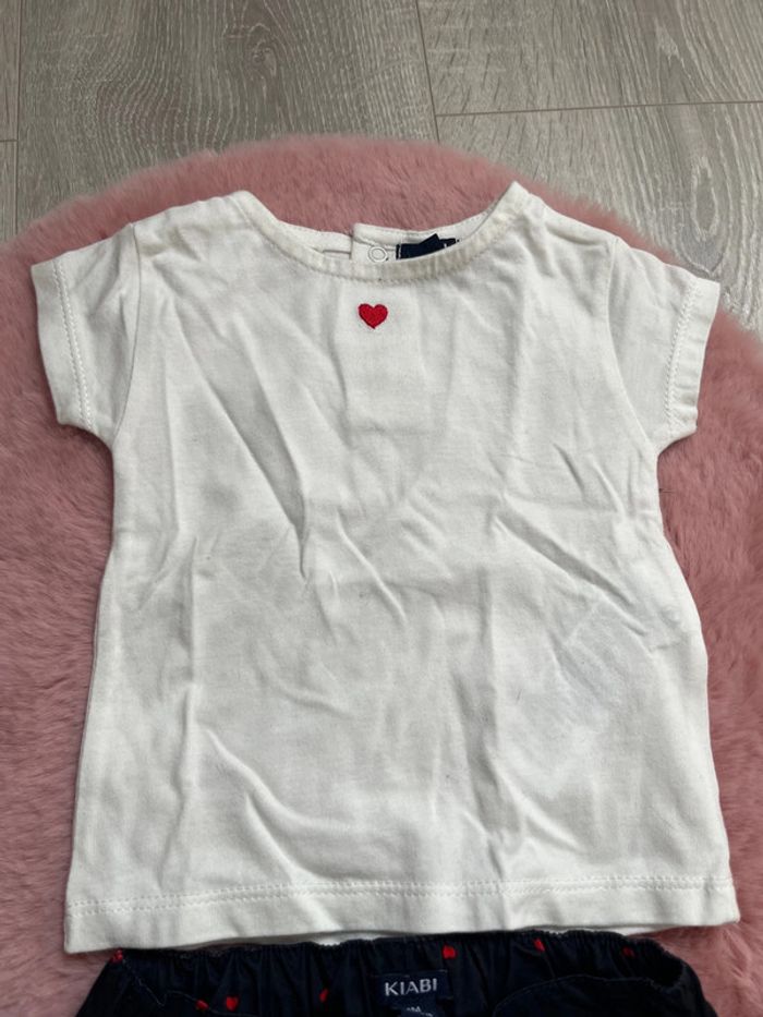 Ensemble cœur teeshirt + pantalon sarouel 6 mois - photo numéro 2