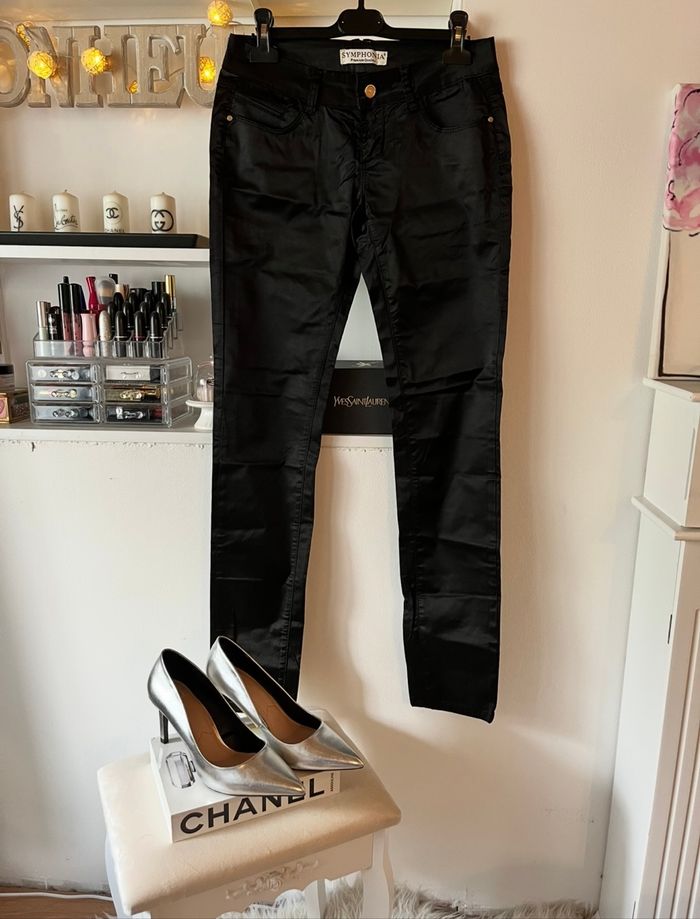 Pantalon noir enduit huilé chic T36 La Modeuse TBE 🖤