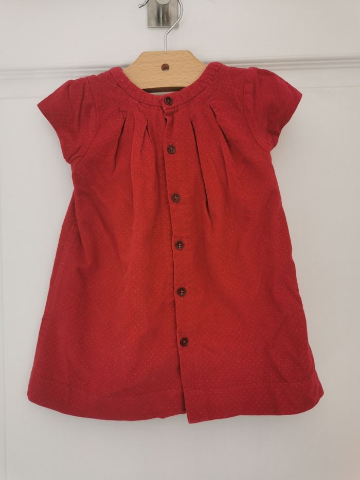 Robe en velour rouge a pois gris 12 mois jacadi - photo numéro 2