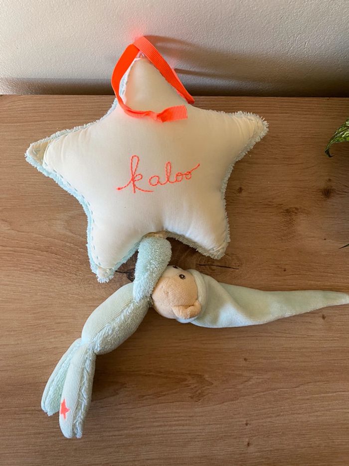 Doudou étoile avec son ours bleu liens orange musical kaloo - photo numéro 2