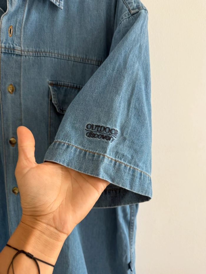 Chemise jean denim adventure vintage USA manches courte XL top état - photo numéro 3