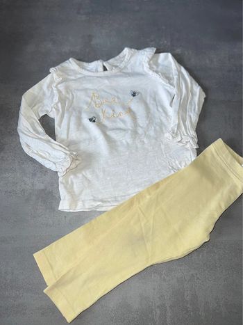 Ensemble 12-18 mois Primark t-shirt legging abeille fille jaune