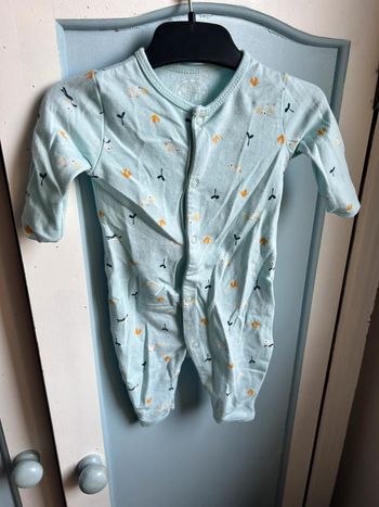 Pyjama sans pieds une pièce, bleu ciel, 1 mois