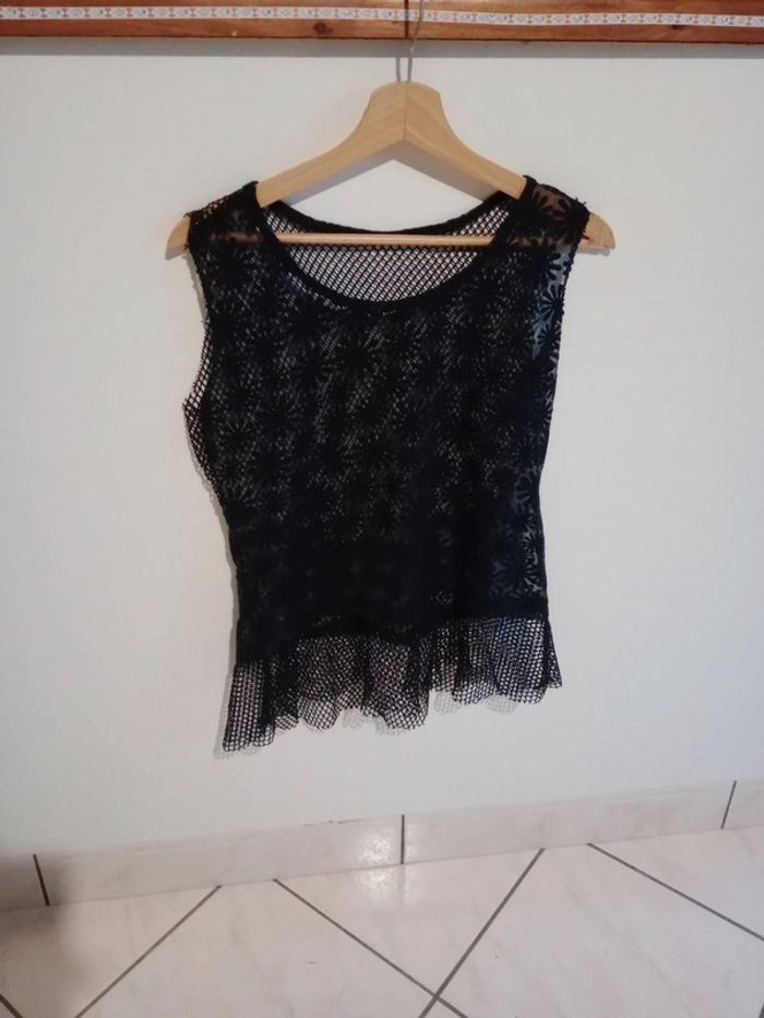 Top femme 38 ajouré  transparent noir c73 - photo numéro 5