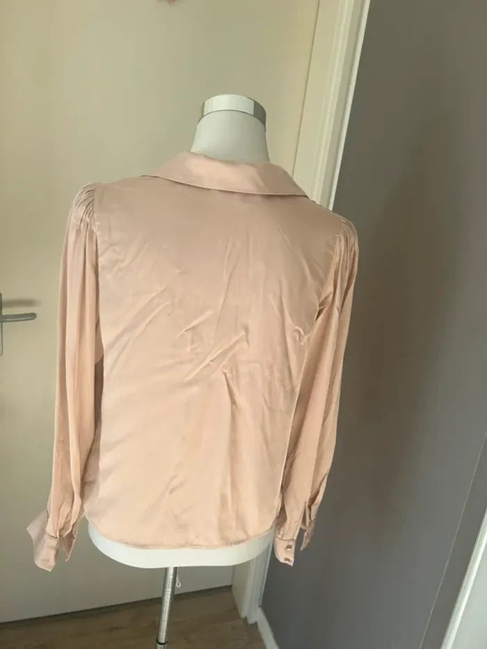 Kocca chemise, blouse satin , rose poudrée taille L/40 - photo numéro 5