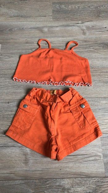 Ensemble short + tee-shirt 24 mois Vinyl Fraise