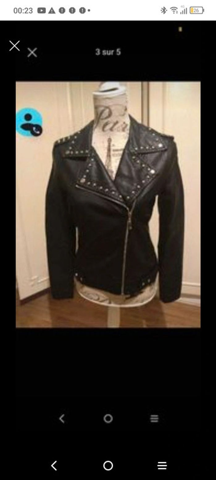 Veste noire Pink Woman en cimili cuir neuve avec étiquette taille S cacha