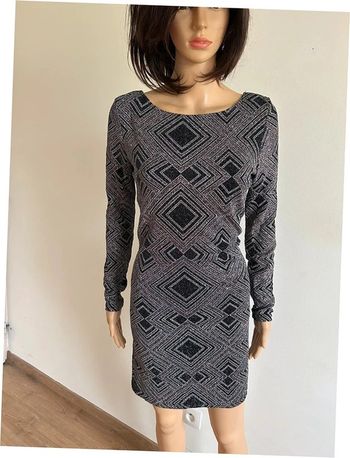 Robe argentée et noire pailletée neuve à manches longues Morgan taille 38 (valeur 65€)