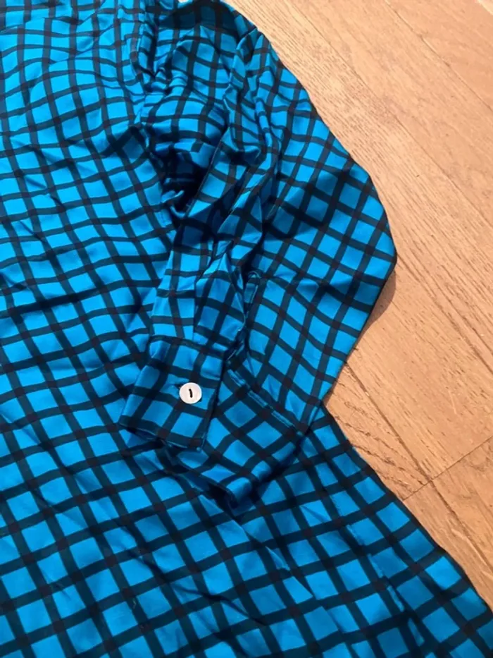 Chemise bleue en viscose et soie Senes taille 44 - photo numéro 5