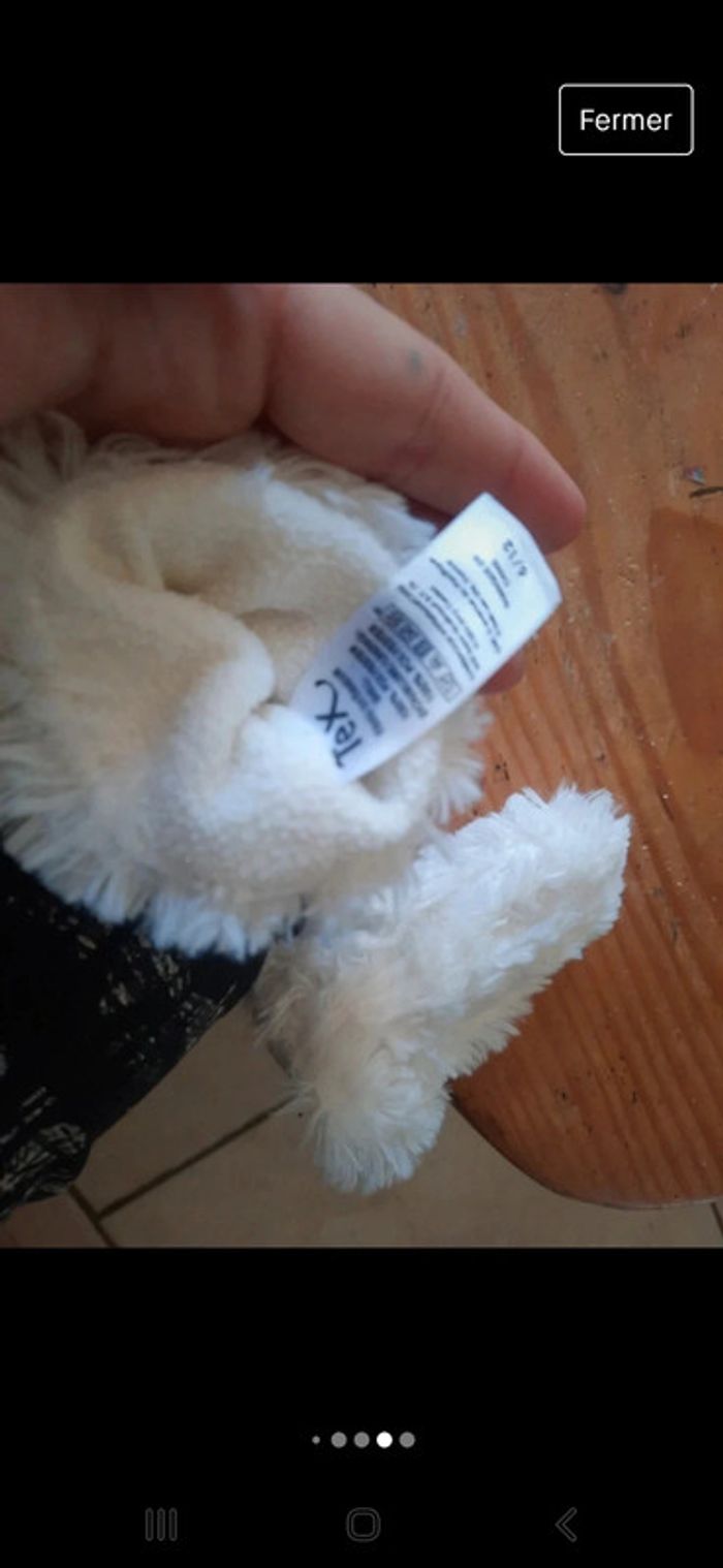 Gant tout doux blanc pâtes ourson tex - photo numéro 4
