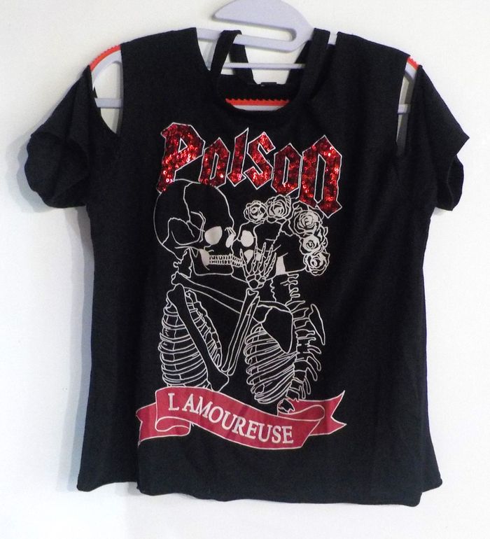 TEE-SHIRT NOIR AVEC DESSINS JENNYFER TAILLE S