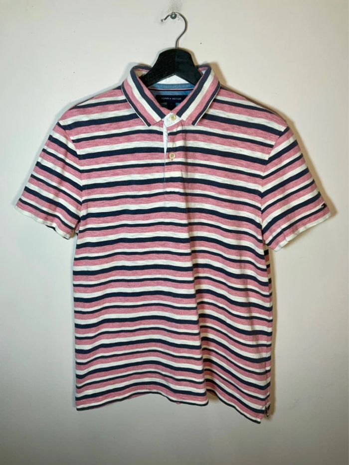 Polo rose, marine et blanc pour homme Tommy Hilfiger taille M 031