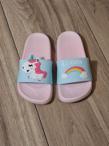 Claquette sandalette fille piscine plage Licorne rose bleu