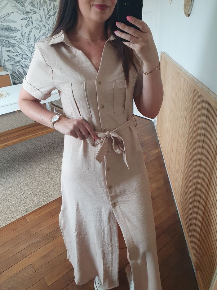 Robe longue Seychelles beige effet lin Taille S/M - photo numéro 2