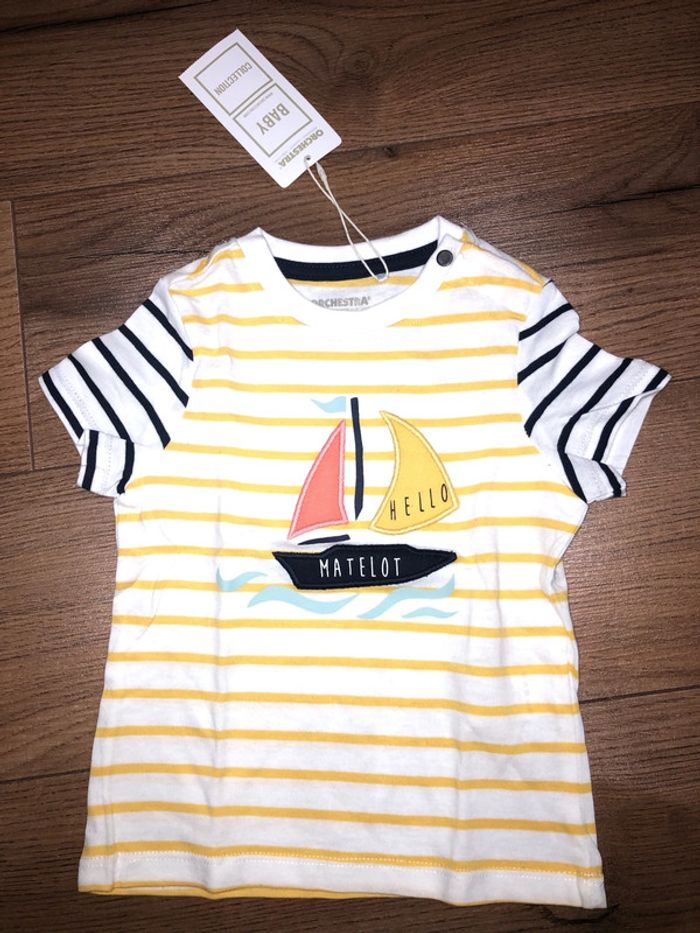 T shirt bateau garcon orchestra 🌺 taille 9 mois neuf avec étiquette